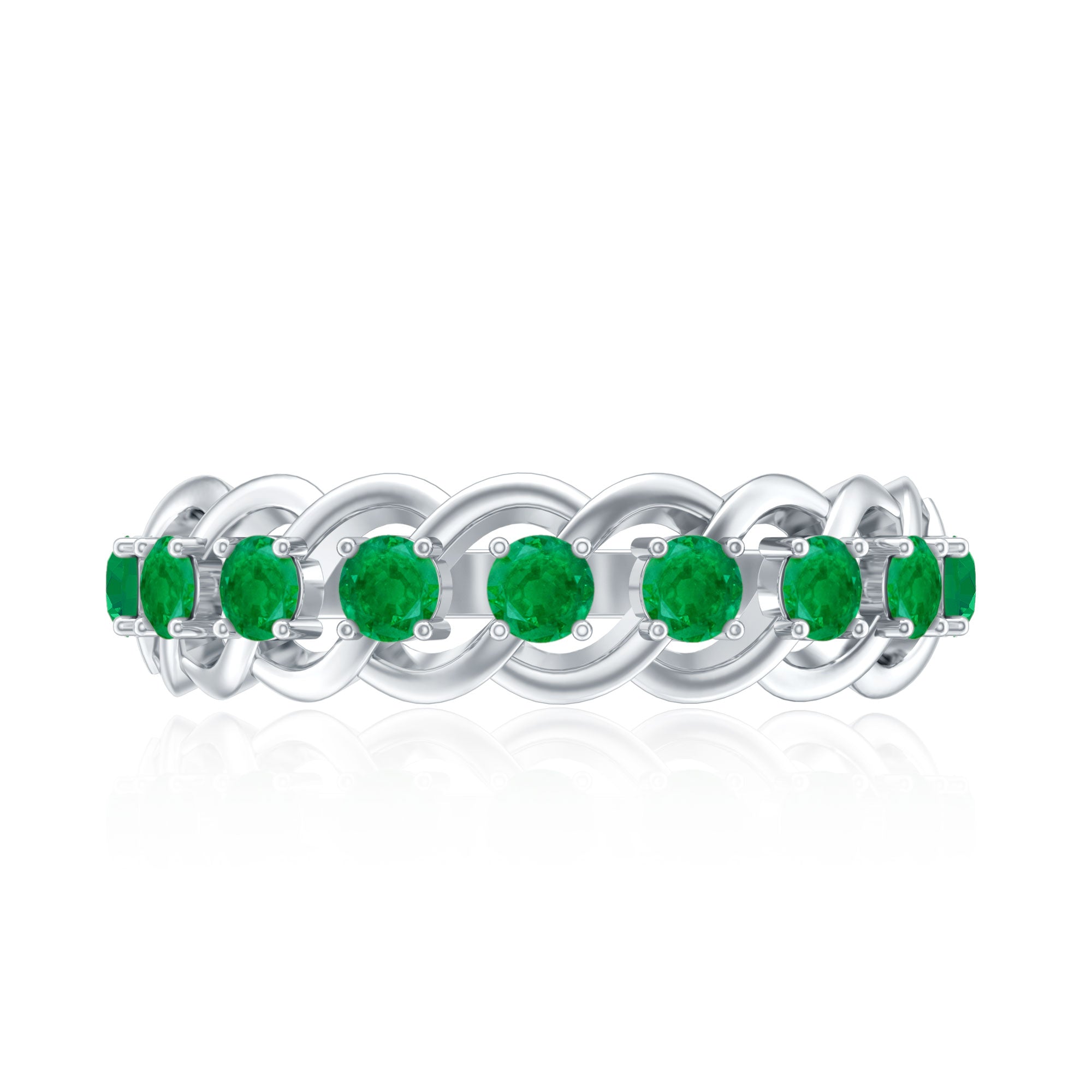 Genuine Green Emerald Braided Half Eternity Band AAA - Rosec Jewels