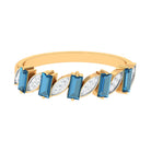 Baguette London Blue Topaz and Diamond Designer Eternity Band AAA - Rosec Jewels
