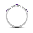 Natural Oval Amethyst Half Eternity Ring with Diamond AAA - Rosec Jewels