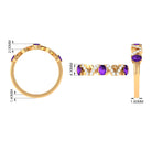 Natural Oval Amethyst Half Eternity Ring with Diamond AAA - Rosec Jewels
