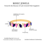 Tilted Created Pink and Created Blue Sapphire Half Eternity Ring with Moissanite Lab Created Pink Sapphire - ( AAAA ) - Quality - Rosec Jewels
