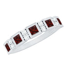 Certified Natural Garnet Diamond Half Eternity Anniversary Ring AAA - Rosec Jewels