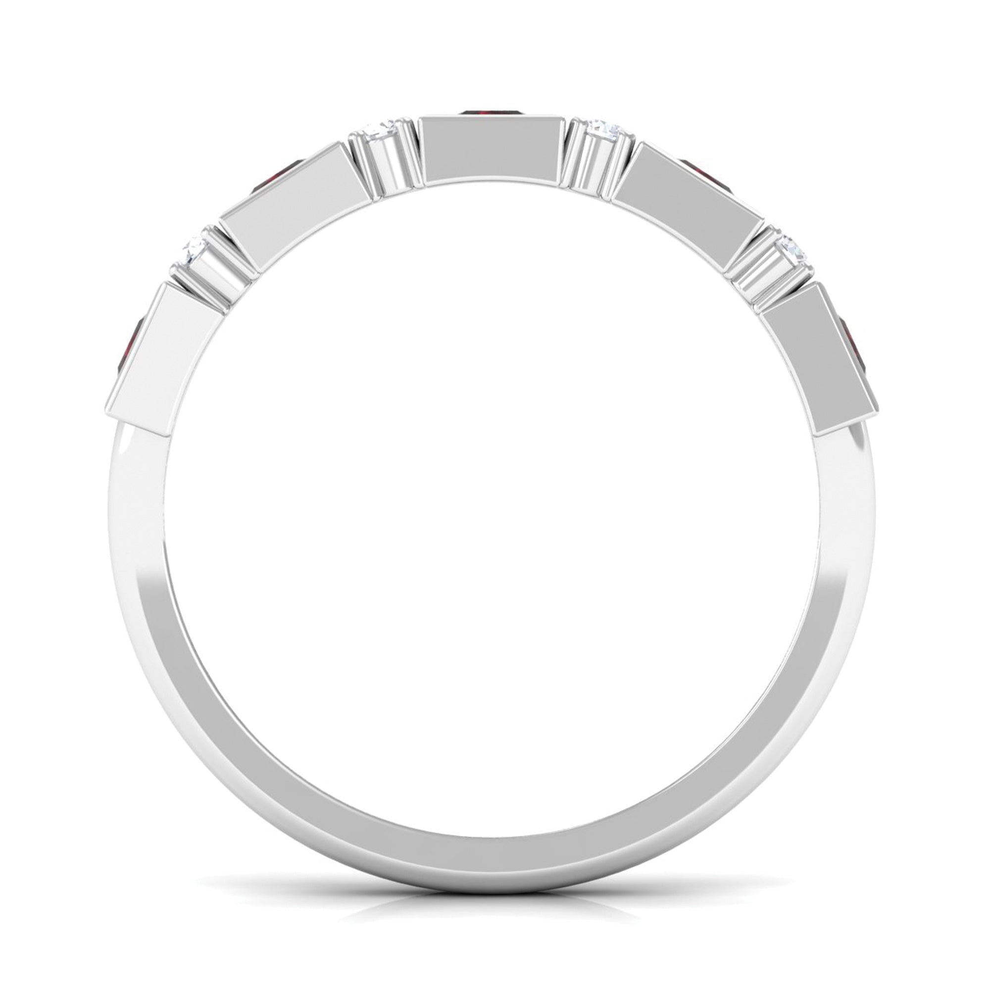 Certified Natural Garnet Diamond Half Eternity Anniversary Ring AAA - Rosec Jewels
