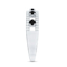 Round Cut Black Onyx and Diamond Half Eternity Band Ring AAA - Rosec Jewels