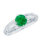 Natural Emerald Diamond Antique Looking Engagement Ring AAA - Rosec Jewels
