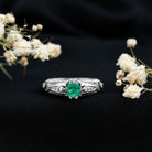 Natural Emerald Diamond Antique Looking Engagement Ring AAA - Rosec Jewels