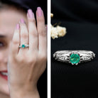 Natural Emerald Diamond Antique Looking Engagement Ring AAA - Rosec Jewels