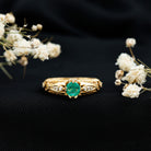 Natural Emerald Diamond Antique Looking Engagement Ring AAA - Rosec Jewels