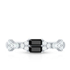 Genuine Black Onyx and Diamond Half Eternity Wedding Band AAA - Rosec Jewels