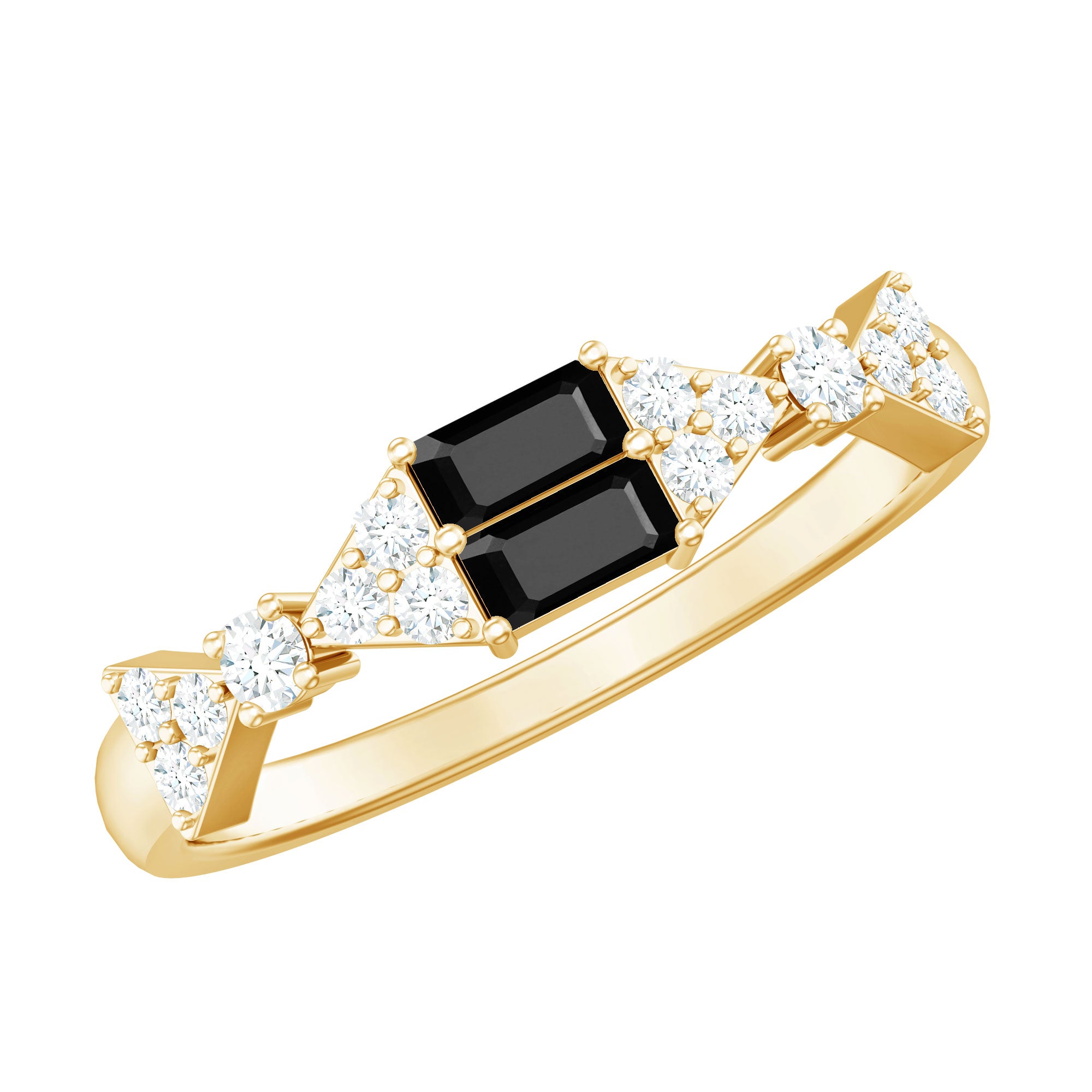 Rosec Jewels-Genuine Black Onyx and Diamond Half Eternity Wedding Band