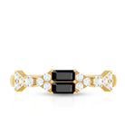 Genuine Black Onyx and Diamond Half Eternity Wedding Band AAA - Rosec Jewels