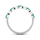 Natural Pear Shape Emerald Half Eternity Ring in East West Style AAA - Rosec Jewels