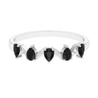 Pear Black Onyx Half Eternity Band Ring with Diamond AAA - Rosec Jewels