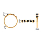 Pear Black Onyx Half Eternity Band Ring with Diamond AAA - Rosec Jewels