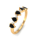 Pear Black Onyx Half Eternity Band Ring with Diamond AAA - Rosec Jewels