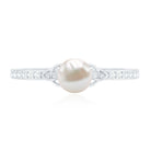 Cultured 2 Carat Freshwater Pearl Diamond Promise Ring with Celtic Knot AAA - Rosec Jewels