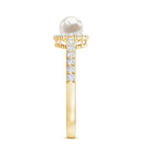 Rosec Jewels-Cultured Freshwater Pearl 2 Carat Engagement Ring with Diamond Halo