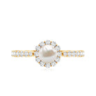 Rosec Jewels-Cultured Freshwater Pearl 2 Carat Engagement Ring with Diamond Halo