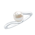2 Carat Solitaire Freshwater White Pearl Bypass Engagement Ring for Women AAA - Rosec Jewels
