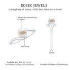 2 Carat Solitaire Freshwater White Pearl Bypass Engagement Ring for Women AAA - Rosec Jewels