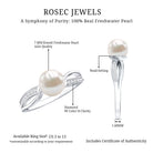 Cultured 3 Carat Freshwater Pearl Engagement Ring with Diamond AAA - Rosec Jewels
