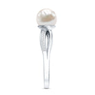 Cultured 3 Carat Freshwater Pearl Engagement Ring with Diamond AAA - Rosec Jewels