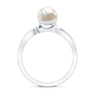 Cultured 3 Carat Freshwater Pearl Engagement Ring with Diamond AAA - Rosec Jewels