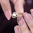 Rosec Jewels-Cultured Freshwater Pearl Promise Ring with Diamond Leaf