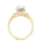 Split Shank Freshwater Pearl and Diamond Braided Statement Ring AAA - Rosec Jewels
