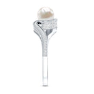 2 Carat Freshwater Pearl Bypass Engagement Ring with Diamond AAA - Rosec Jewels