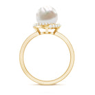Rosec Jewels-Designer 7.4 Carat Freshwater Pearl Engagement Ring with Diamond