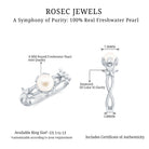 2 Carat Freshwater Pearl Flower Engagement Ring with Diamond AAA - Rosec Jewels
