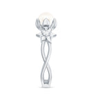 2 Carat Freshwater Pearl Flower Engagement Ring with Diamond AAA - Rosec Jewels