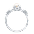 2 Carat Freshwater Pearl Flower Engagement Ring with Diamond AAA - Rosec Jewels