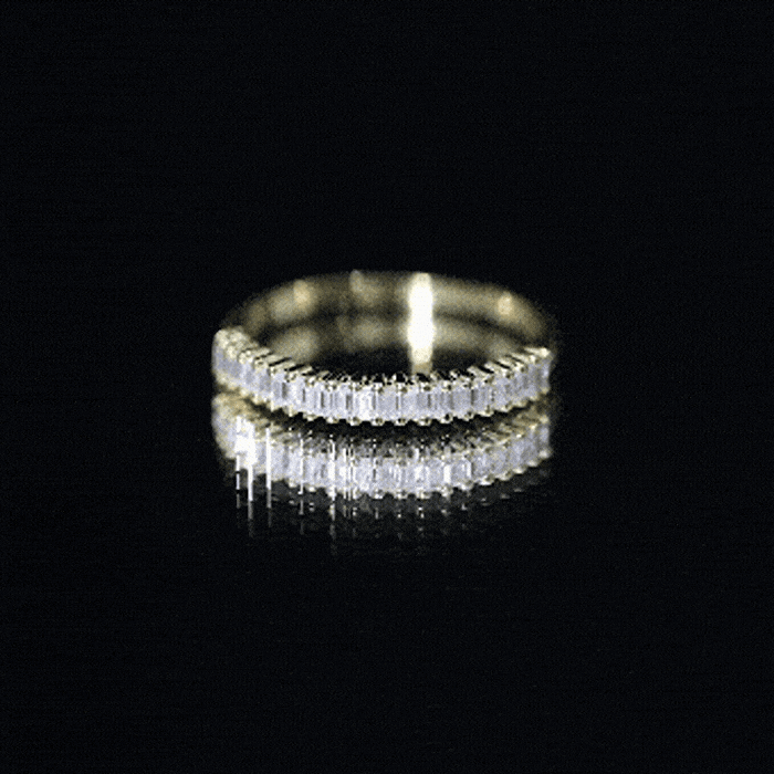 Baguette Cut Moissanite Half Eternity Wedding Band D-VS1 - Rosec Jewels