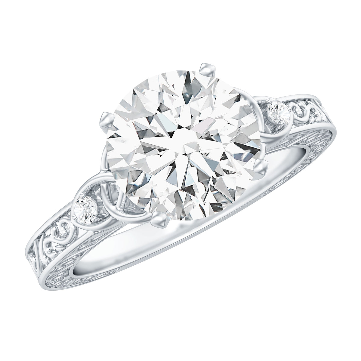 Antique Looking Round Moissanite Celtic Knot Engagement Ring D-VS1 - Rosec Jewels