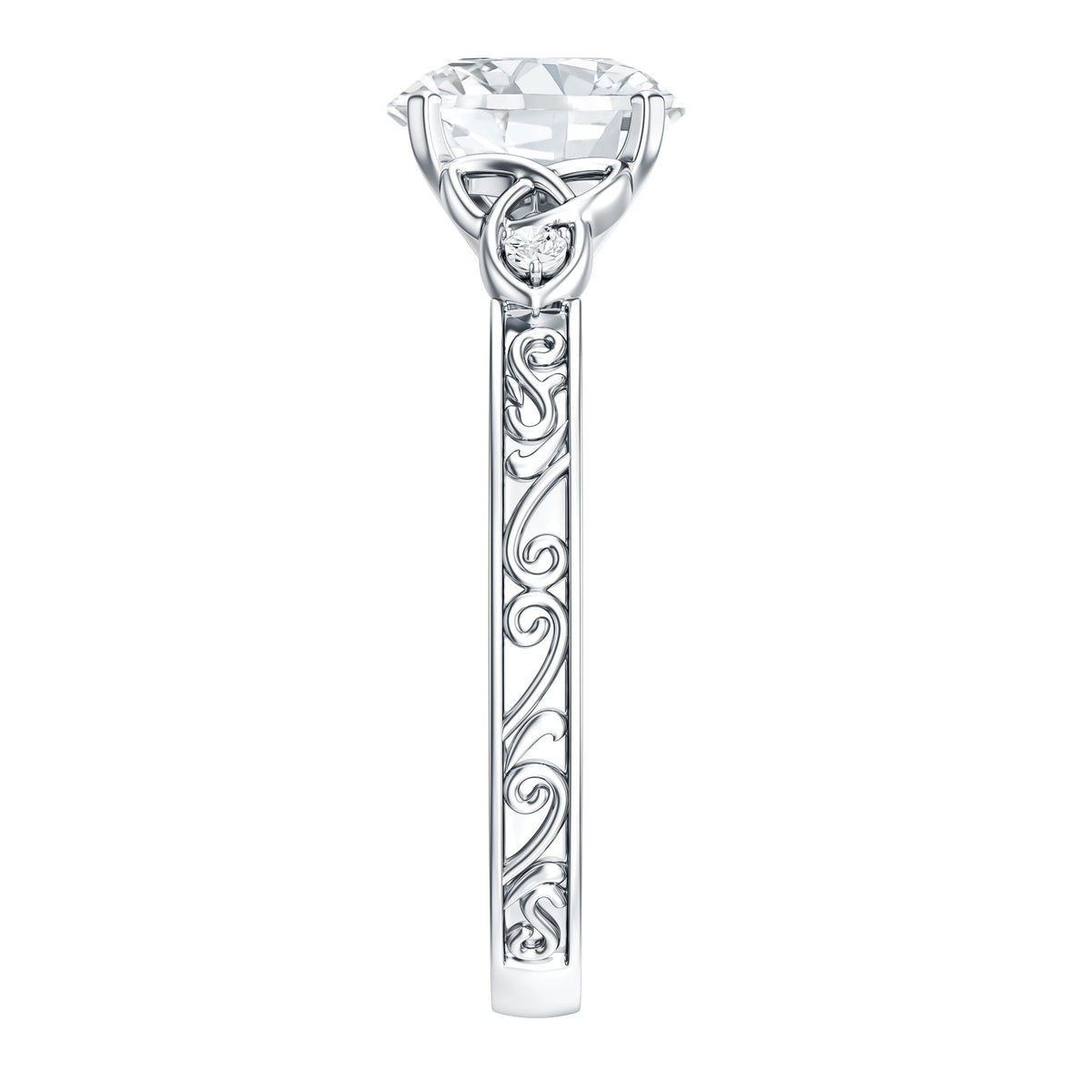 Antique Looking Round Moissanite Celtic Knot Engagement Ring D-VS1 - Rosec Jewels