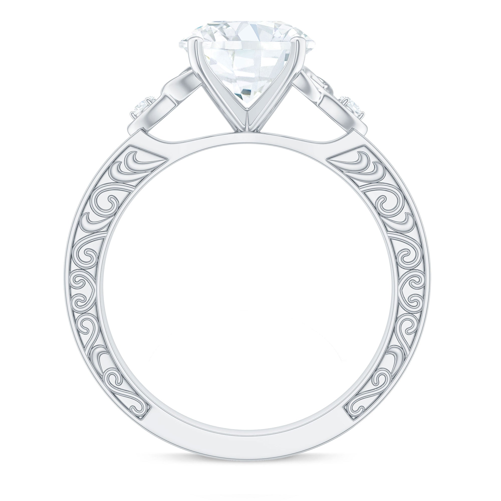 Antique Looking Round Moissanite Celtic Knot Engagement Ring D-VS1 - Rosec Jewels