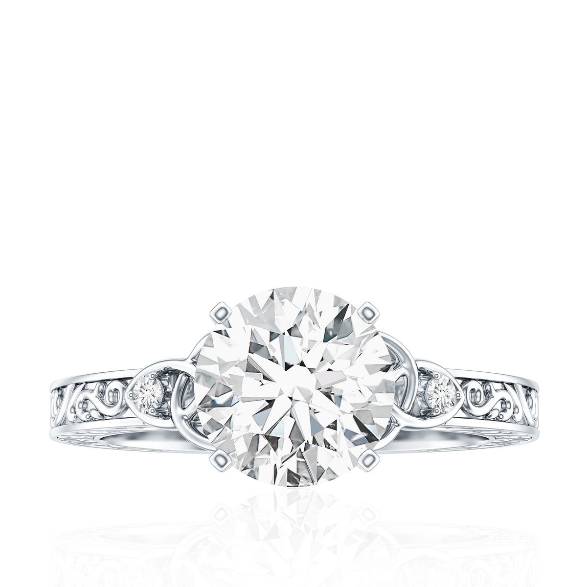 Antique Looking Round Moissanite Celtic Knot Engagement Ring D-VS1 - Rosec Jewels