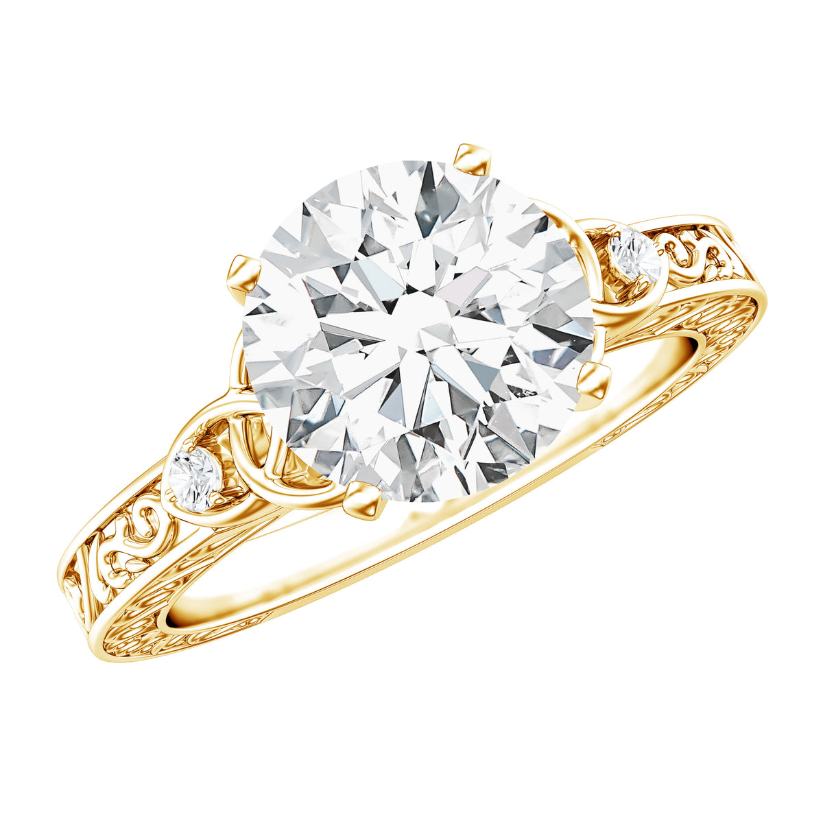Antique Looking Round Moissanite Celtic Knot Engagement Ring D-VS1 - Rosec Jewels