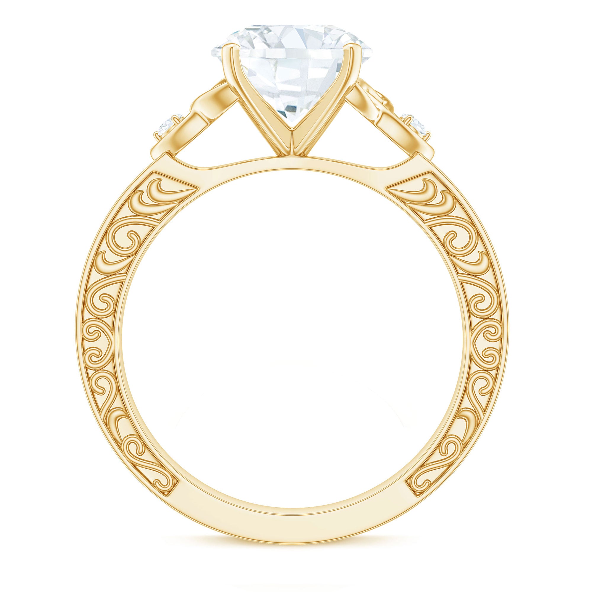 Antique Looking Round Moissanite Celtic Knot Engagement Ring D-VS1 - Rosec Jewels