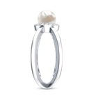 Rosec Jewels-Real 2 Carat Freshwater Pearl Diamond Halo Engagement Ring with Criss Cross Shank
