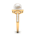 Art Deco Inspired 2 Carat Freshwater Pearl Engagement Ring with Diamond Halo AAA - Rosec Jewels