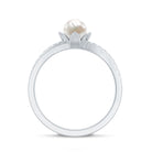 2 Carat Freshwater Pearl and Diamond Flower Engagement Ring AAA - Rosec Jewels