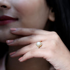 Freshwater Pearl and Diamond Halo Engagement Ring AAA - Rosec Jewels