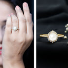 Freshwater Pearl and Diamond Halo Engagement Ring AAA - Rosec Jewels