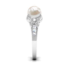 Vintage Style 3 Carat Freshwater Pearl Engagement Ring with Diamond Split Shank AAA - Rosec Jewels