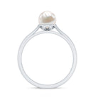 Rosec Jewels-Natural 2 Carat Freshwater Pearl Solitaire Ring with Diamond