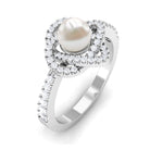 2.50 CT Freshwater Pearl Engagement Ring with Diamond Accent AAA - Rosec Jewels