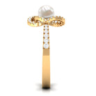 2.50 CT Freshwater Pearl Engagement Ring with Diamond Accent AAA - Rosec Jewels